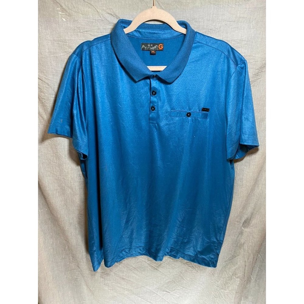 Guess Polo Shirt Adult 2XL Blue Preppy Button Golfer Rugby Mens